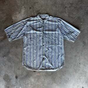 Shah Safari Vintage Striped Short Sleeve Button-Up Shirt